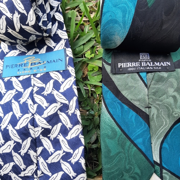 BALMAIN (2) Silk Vintage Ties Penguins Art Deco - Picture 2 of 8